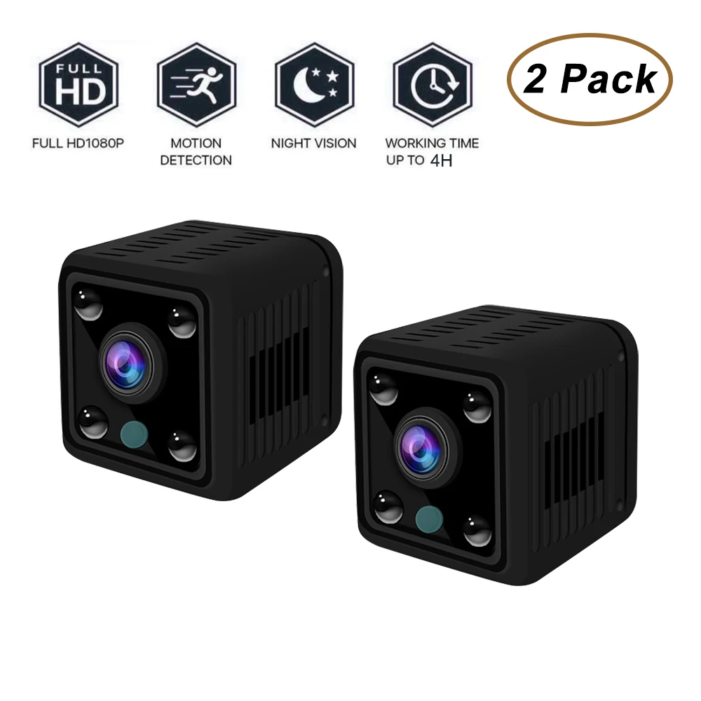 

2Pack Mini Camera 1080P Home Security Camcorder Outdoor Hunting Small Cam Night Vision Motion Recorder Support Hidden TFcard