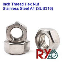 Stainless steel A4 SUS316 hex nut Inch Thread UNC UNF Amercian standard thread hex nut 2