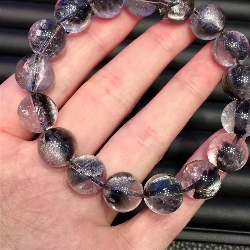 Natural Brookite Platinum Silver Rutilated Quartz Bracelet  (4)