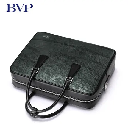 Бренд BVP, высокое качество, натуральная кожа, Мужской портативный портфель, 14 дюймов, сумка-мессенджер для ноутбука, деловая, черная, натуральная кожа, сумка J40