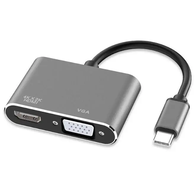 USB C к HDMI 4 K адаптер USB 3,1 type C USB-C VGA преобразователи видеосигнала адаптер - Цвет: Black all in one