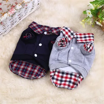 

S/M/L/XL 1PC Dog Cat Grid Puppy Warm T-Shirt Pet Clothes POLO Shirt Dog Coat Costume Cotton Blended #02
