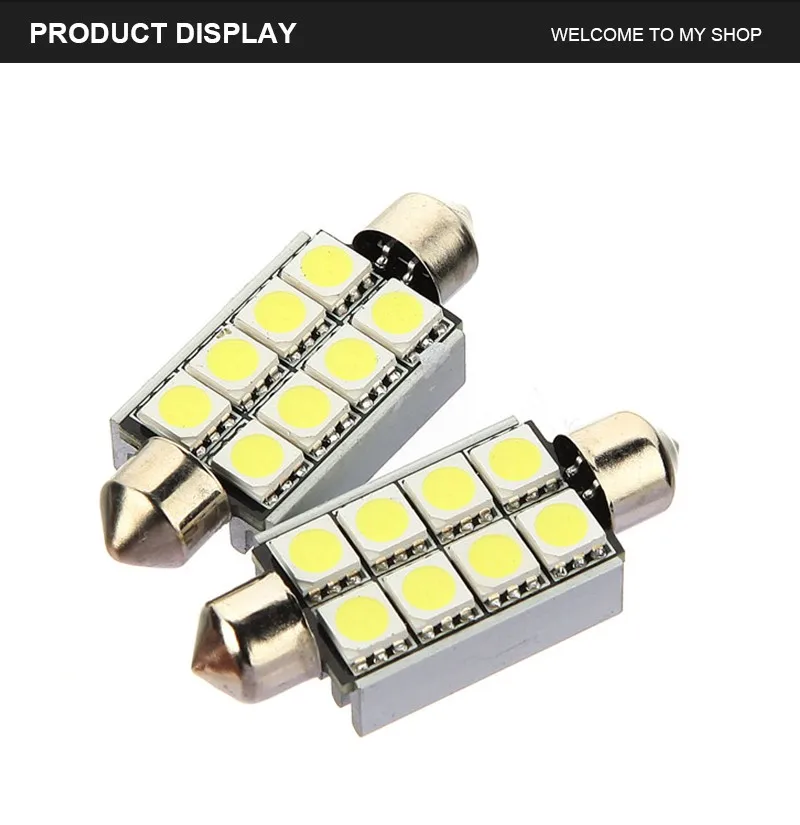 Высокое качество 42 мм 8 SMD 5050 светодиодный чистый белый купол с фестонами CANBUS Error Free салона авто светильник лампочка 12V