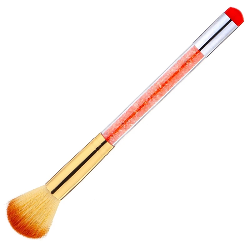 

Monja Dual End Nail Art Rhinestone Handle Acrylic Powder Dust Removal Cleaning Brush Uv Gel Color Gradient Painting Silicone P