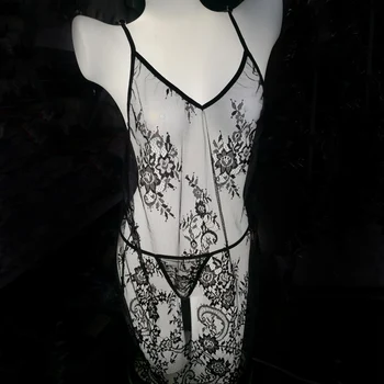 

Plus Size Sexy Lingerie Sexy See Through Lace Baby Doll Limitation Sexy Lace Erotic Eyelash Transparent Lingerie Women