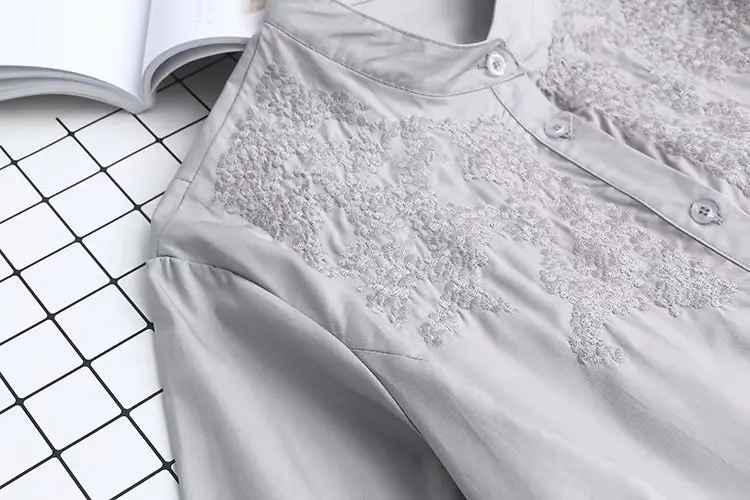 C1 Aummer, повседневные блузки 6XL размера плюс, женская одежда, модные свободные рубашки с длинным рукавом и вышивкой yf8025