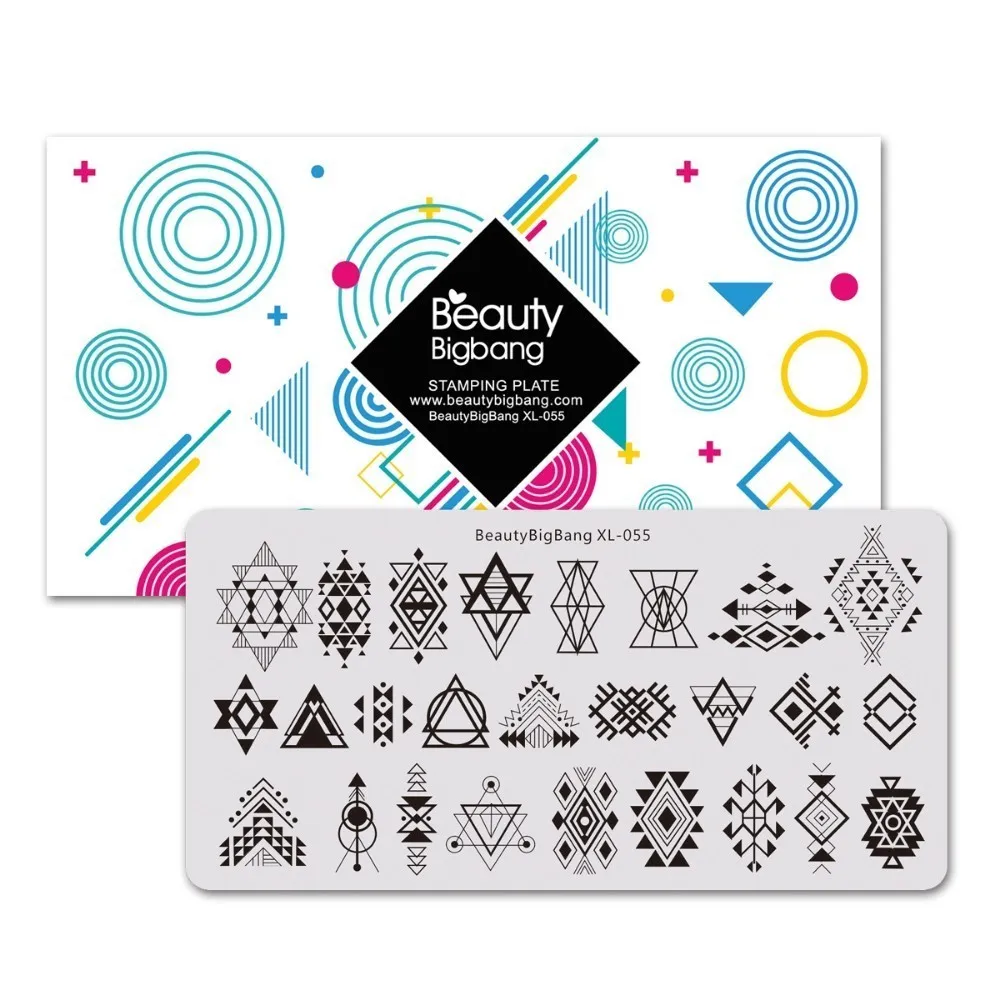 BeautyBigBang Nail Stamping Plates Geometry Delta Symbol Nail Mold Totem Pattern Template Nail Art Stencil Stamping Plate - Цвет: 55