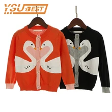 Г. Детский шерстяной кардиган для маленьких девочек; свитер; Новая детская верхняя одежда; куртка с рисунком лебедя; детский вязаный свитер; сезон зима-весна; милый