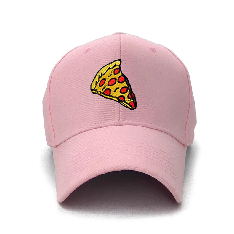 Cotton Pizza Embroidery Mens Baseball Caps Brand Cheap Pink Casual Sun Snapback Hats Unisex Adjustable Cap Women