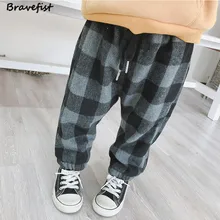 Для младенцев из шерсти ягнёнка, кашемир штаны в клетку 9 months to 4 years Old Теплые; больших размеров из бархата детские брюки; детские джинсовые комбинезоны свободные детские штаны Зимняя детская одежда верхняя одежда для детей