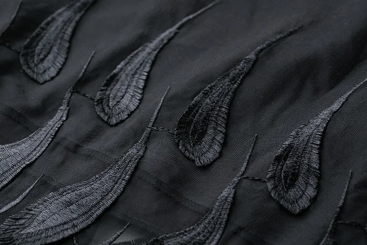 Весеннее и осеннее женское платье из натуральной кожи черное с вышивкой перо женское сексуальное тонкое длинное платье из натуральной кожи плиссированное платье
