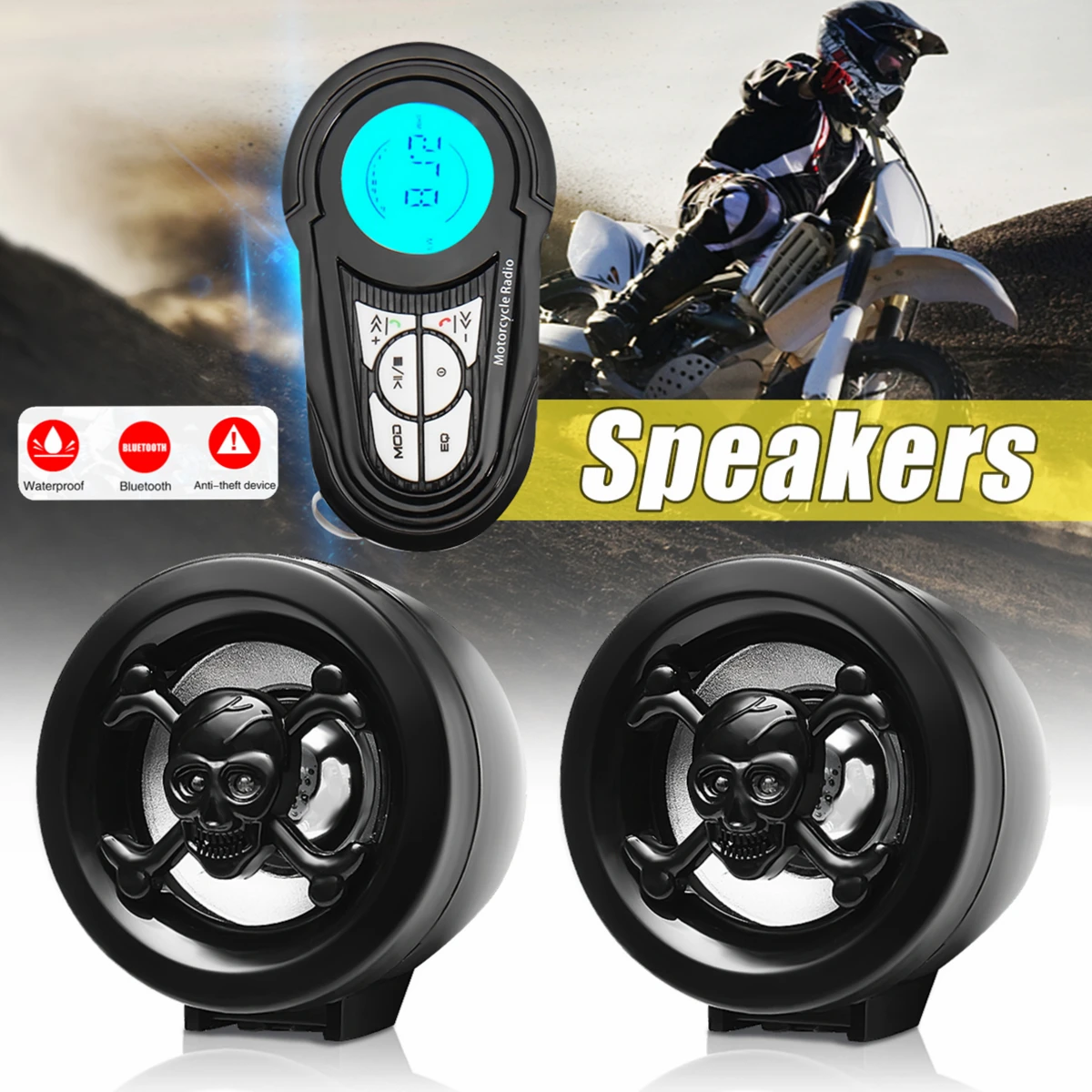 

1Set Anti-theft Motorcycle Alarm Sound System Motor Car Audio MP3 USB Radio Stereo Speakers Music Amplifier for Theft Protection