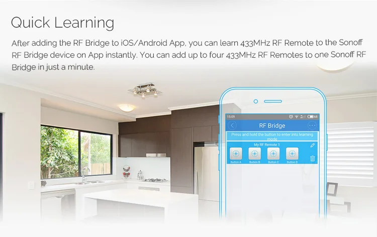 Sonoff RF Bridge 433 беспроводной Wifi преобразователь сигнала PIR датчик для автоматизации умного дома Поддержка IOS Android пульт дистанционного управления