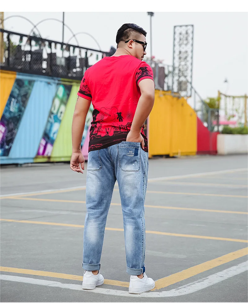 Мужские джинсы в стиле панк, Calca Masculina, синие мужские джинсы, большие размеры XXXXXXL, джинсовые брюки, Hombre, корейские ковбои