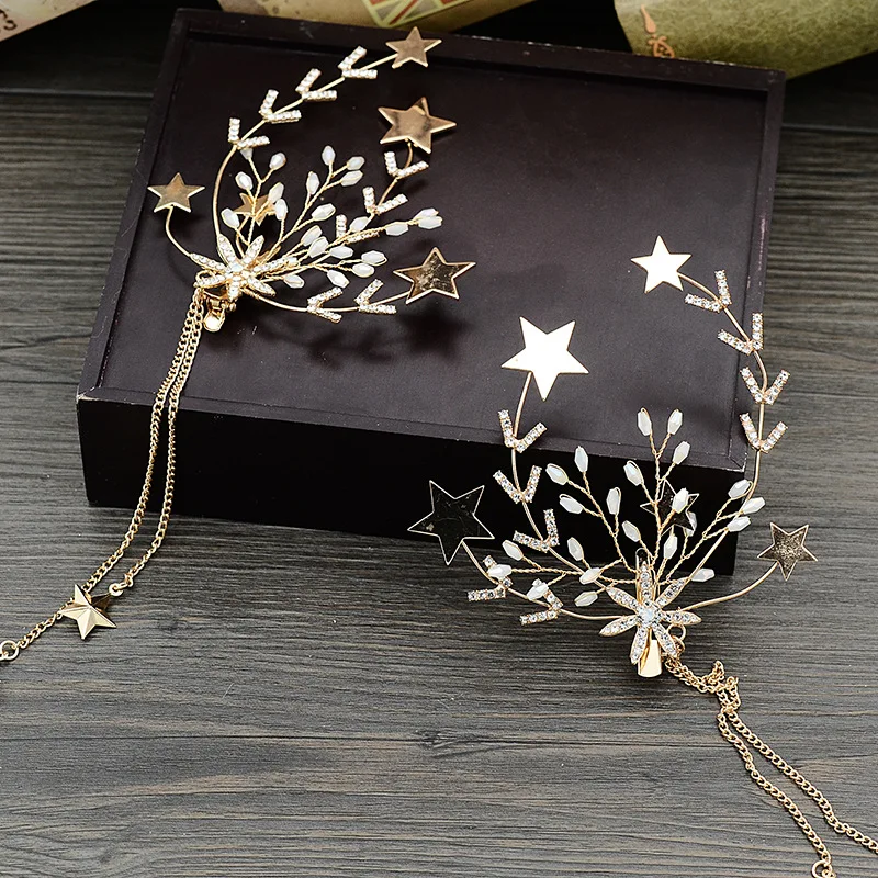 

Gold Star Crystal Bridal For Woman Wedding Hair Accessories For Bride Hair Accessories Head Accessory Clip
