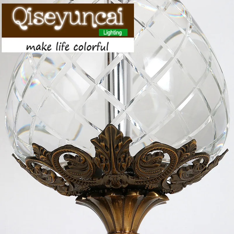 Qiseyuncai European style cozy bedroom pineapple K9 crystal table lamp modern simplicity luxury high-end fashion lighting Qiseyuncai European style cozy bedroom pineapple K9 crystal table lamp modern simplicity luxury high-end fashion lighting