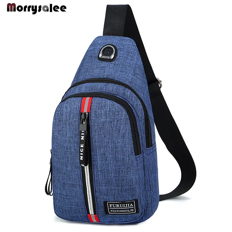 

Men's Messenger bag shoulder Oxford cloth Chest Bags Crossbody Casual Man USB charging Multifunction Handbag Multi-function