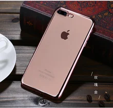 CRorange For iPhone 5 5s SE 6 6s 7 Plus Luxury Ultra Thin Clear Crystal Rubber Plating Electroplating TPU Phone Back Case Cover
