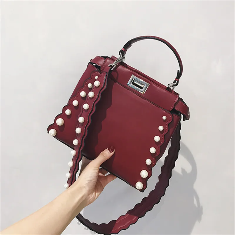 

2018 fashion women shoulder bags luxury handbags women bags designer ladies shoulder messenger bags casual tote bag with pearl