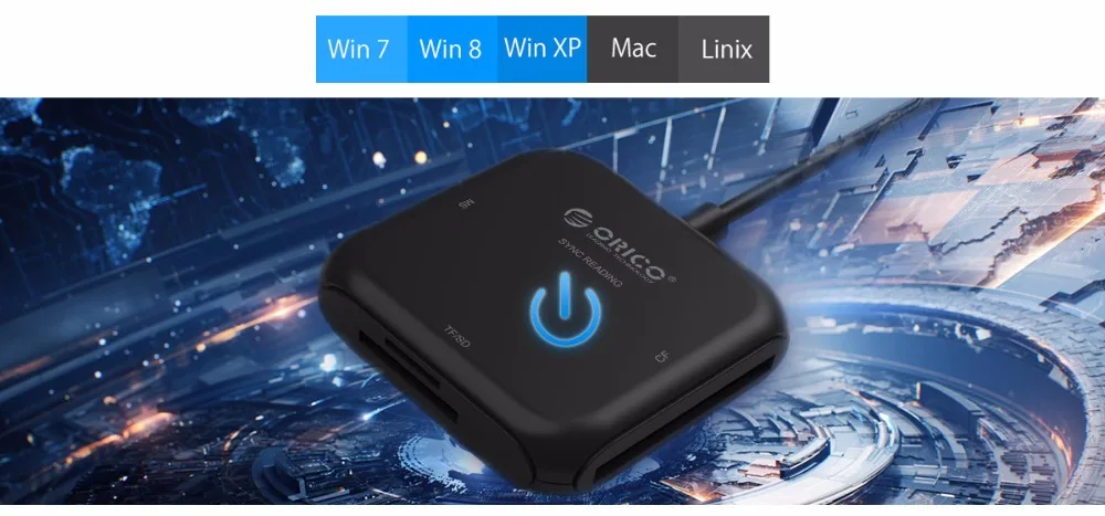 ORICO CRS31A считыватель смарт-карт 4 в 1 USB 3,0 флэш-карта памяти для TF/SD/MS/CF 4 карты чтения и записи одновременно