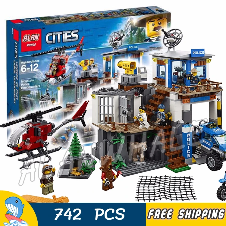 

705pcs City Mountain Police Headquarters Helicopter Base 10865 Model Building Blocks Children Toys Bricks Compatible With lego