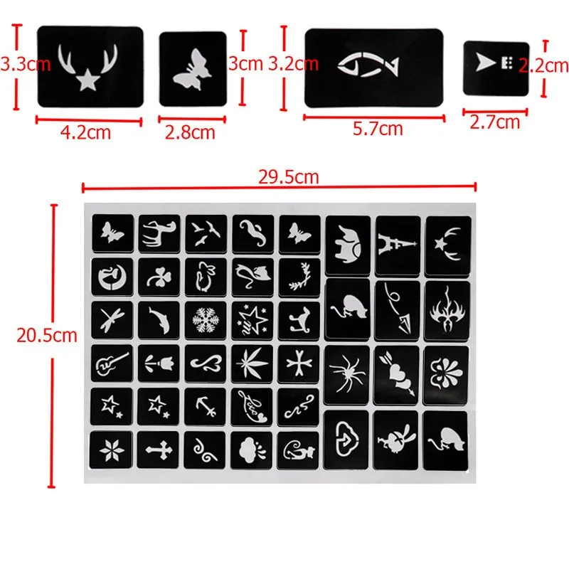 99pcs Cartoon Design Disposable Glitter Temporary Tattoo Sticker Airbrush Stencil Drawing Kid Tattoo DIY Body Art Template