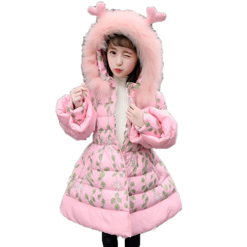 2018 Girls Medium-Long Winter Coat Children Warm Thick Clothing Girls Printed Cotton-Padded Jacket Fur Collar Hooded Coat E287
2018 Girls Medium-Long Winter Coat Children Warm Thick Clothing Girls Printed Cotton-Padded Jacket Fur Collar Hooded Coat E287