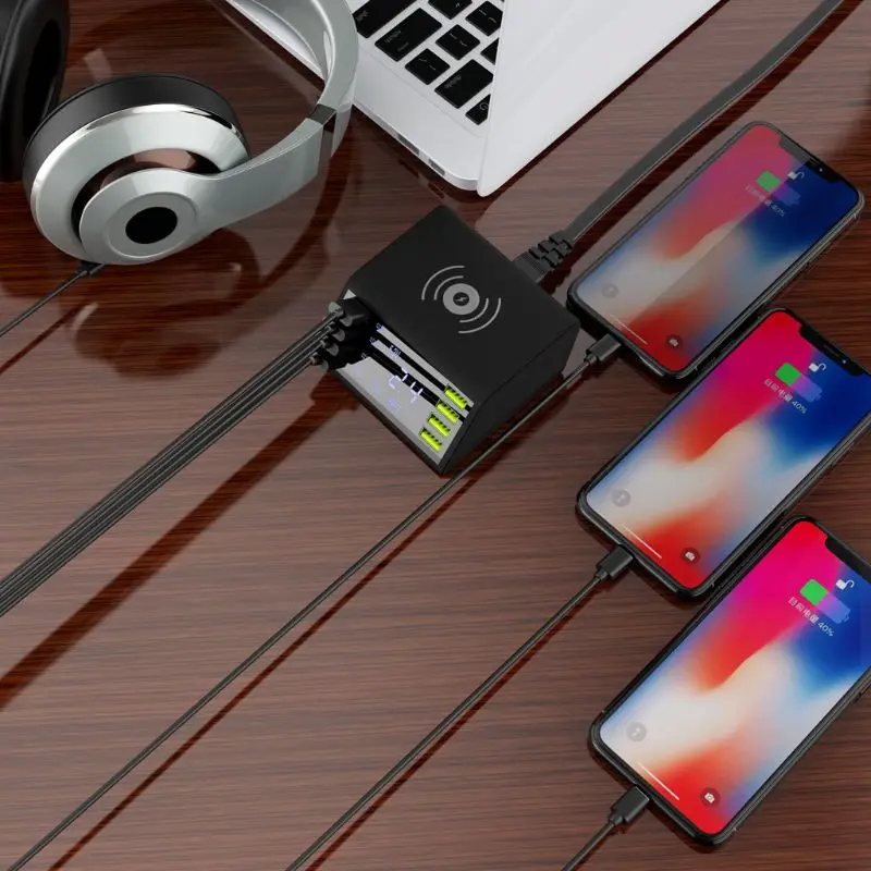 Быстрое зарядное устройство QC 3 0 зарядная док станция с 8 USB портами беспроводное