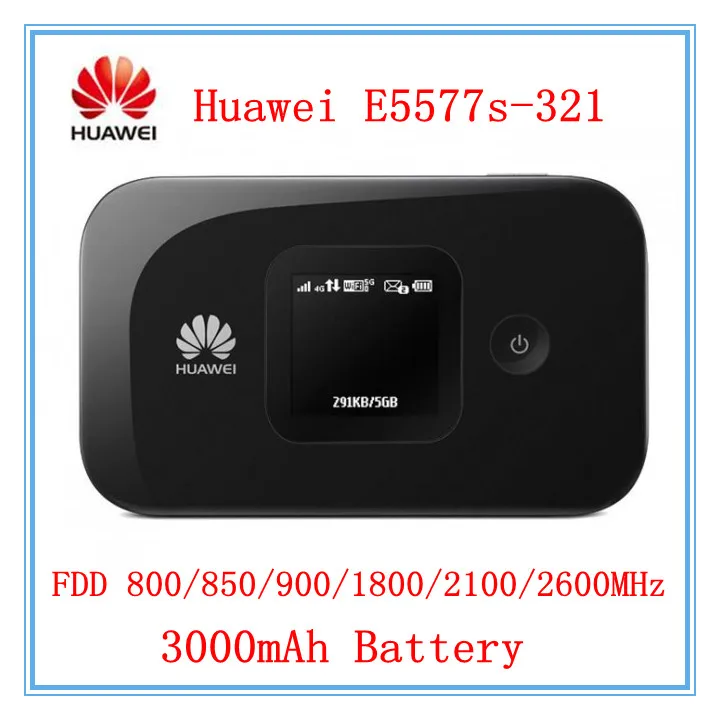 Huawei E5577s-321 LTE FDD800/850/900/1800/2100/2600 МГц 150 Мбит/с 3000 мА/ч, Батарея Беспроводной мобильный MiFi модем huawei E5577Cs-321