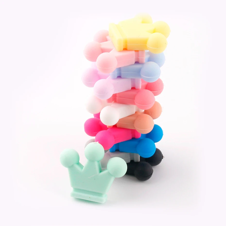 10PC Baby Silicone Teether Crown Silicone Beads For Pacifier Chain Chewing DIY Crafts Beads Necklace Pendant Kid Products Toys