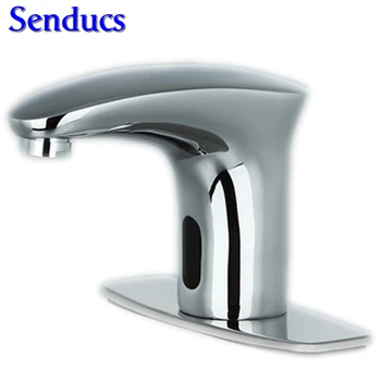 

Free shipping Senducs Deck Mounted Infrared Sensor Faucet Hand Touch Mixer Tap Sense Basin Faucet High-power For Power Faucets