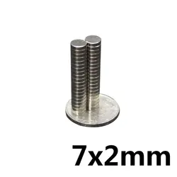 Мм 100 шт. 7 мм x 2 мм неодимовый магнит мини маленький диск магнитный материал NdFeB магнит магнитный Сильный магнитный 7X2 мм