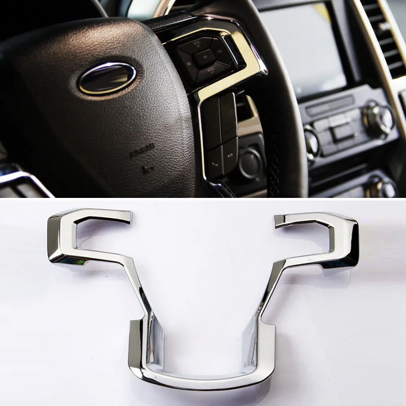 

Mayitr 1pc Chrome ABS Car Steering Wheel Moulding Cover Frame Trim for Ford F150 2015 2016 2017