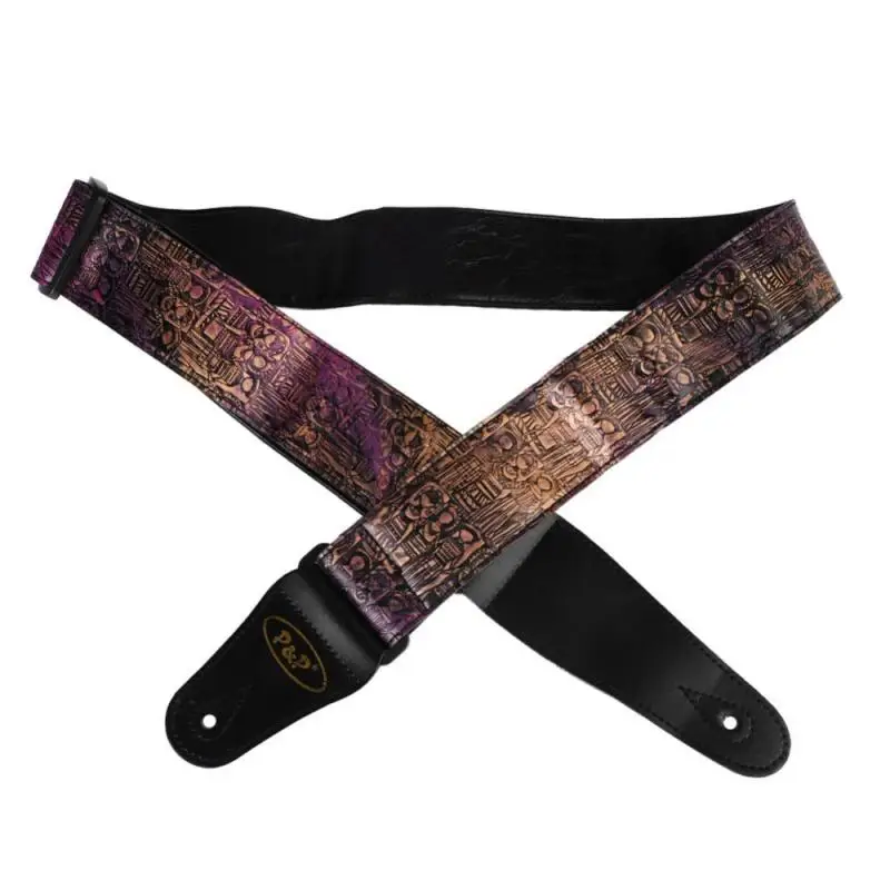 Punk Style Guitar Strap 6 Colors Adjustable Printed PU Leather Shoulder