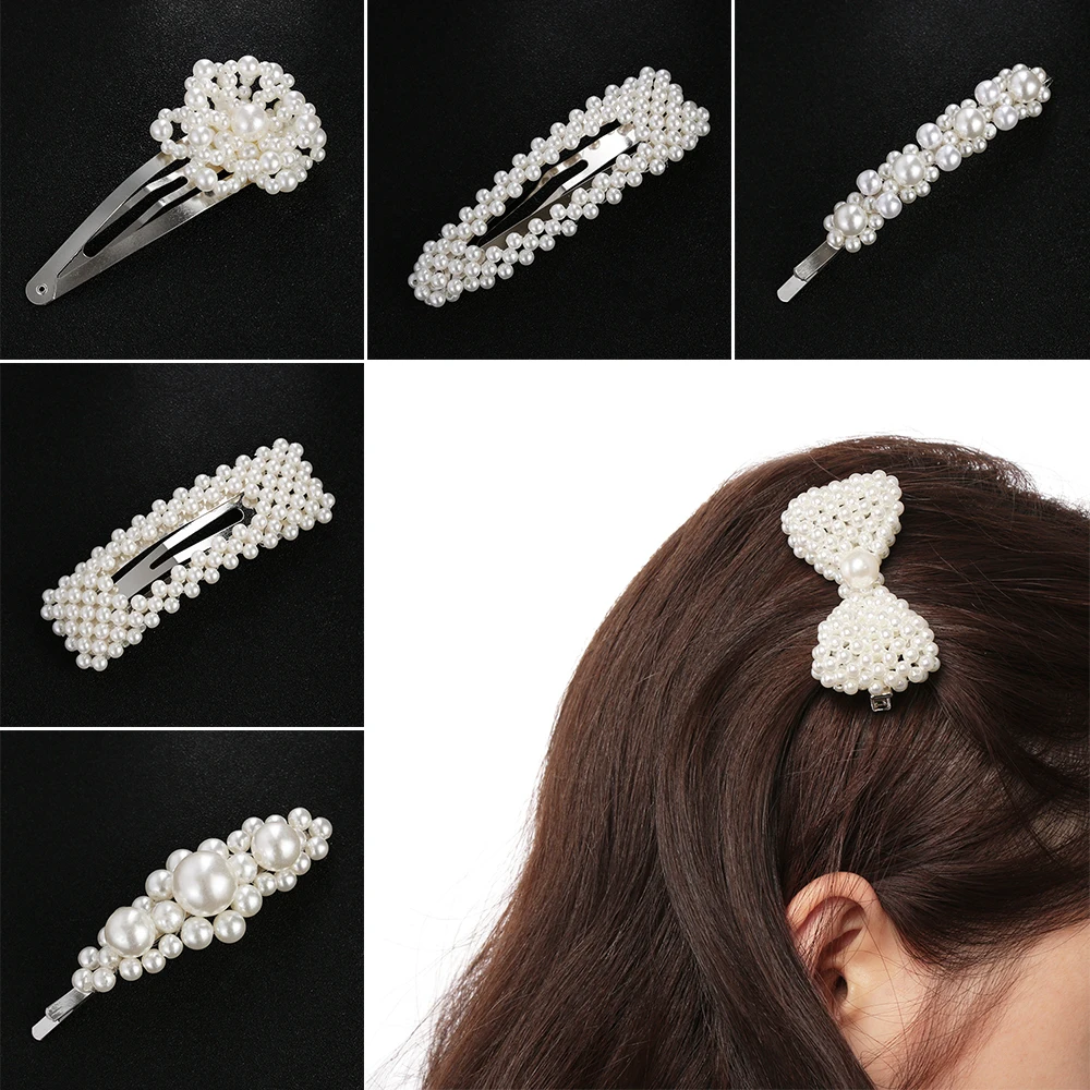 New 9 Styles Fashion Pearl Hair Clip for Women Elegant Korean Design Pearl Metal Hair Clips Hairpin Hair Styling Accessories