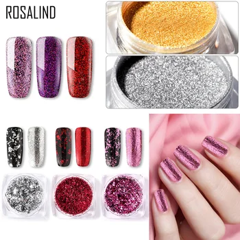 

ROSALIND Nail Glitter Magic Mirror Powder Dipping For Nail Decoration Sequins Glitter Mirror Nail Polish Powder Polishing Design