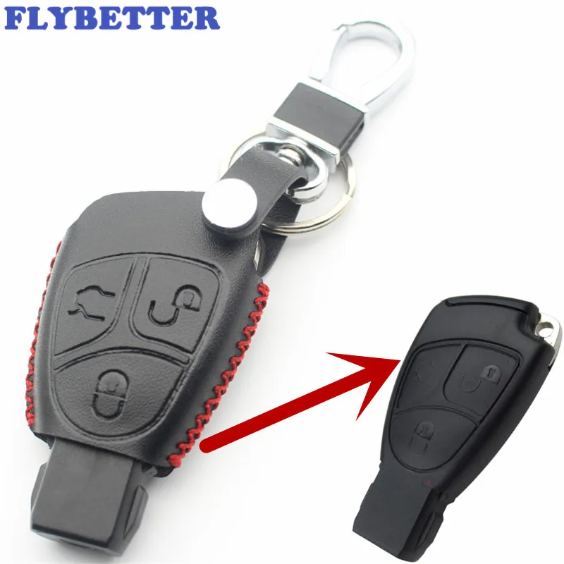 Чехол FLYBETTER для смарт ключа Benz E280/W220/S320/S350 чехол из натуральной кожи с 3 кнопками и