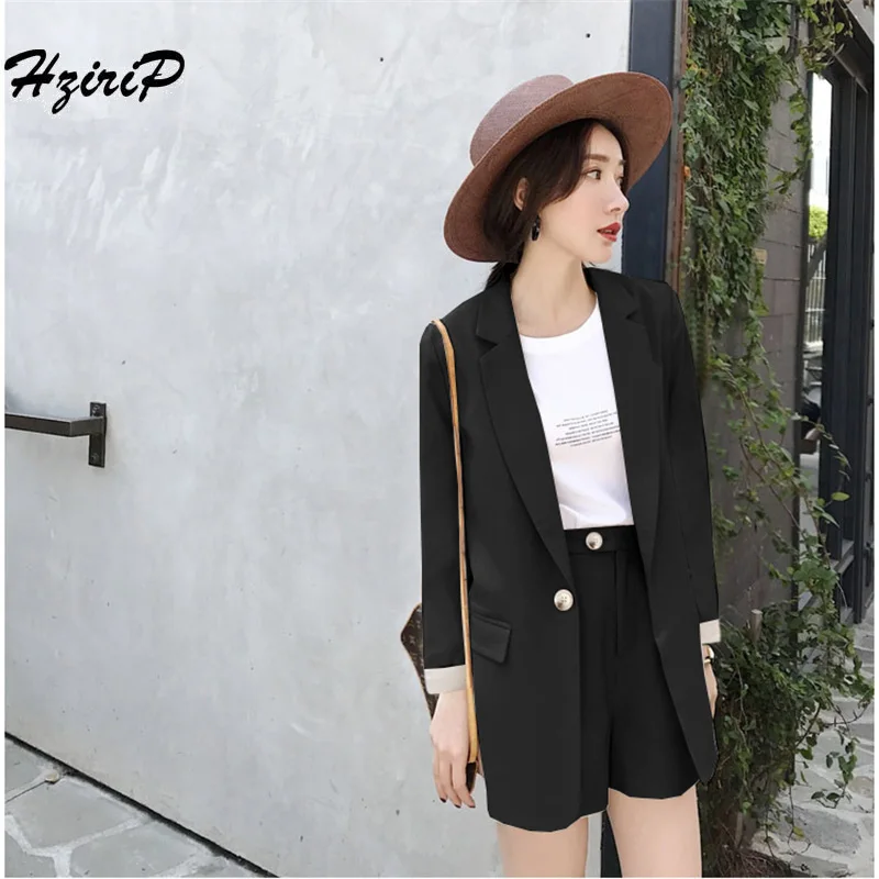 

HziriP 2018 Summer New Design Business Women Suits Formal Womens Short Pants and Single Button Jacket Blazer Work Wear Suit
