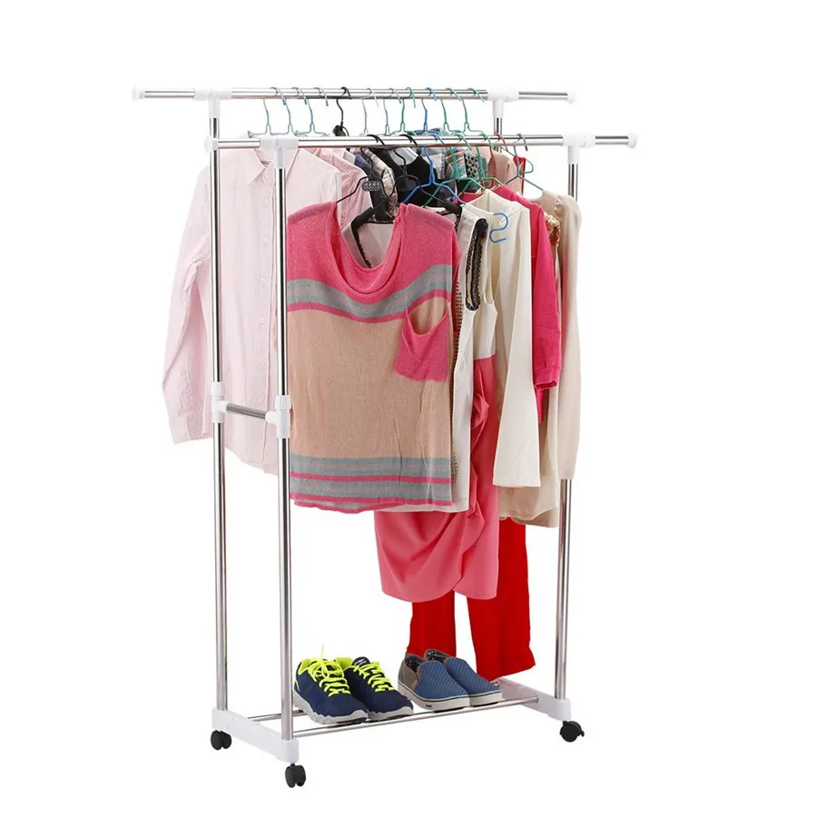 Buy Adjustable Clothes Stand Rack Double Bar Garment