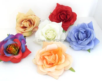 

100 pieces Artificial Rose Silk Flower Heads for wedding decoration Hair Clip Garland Corsage B75