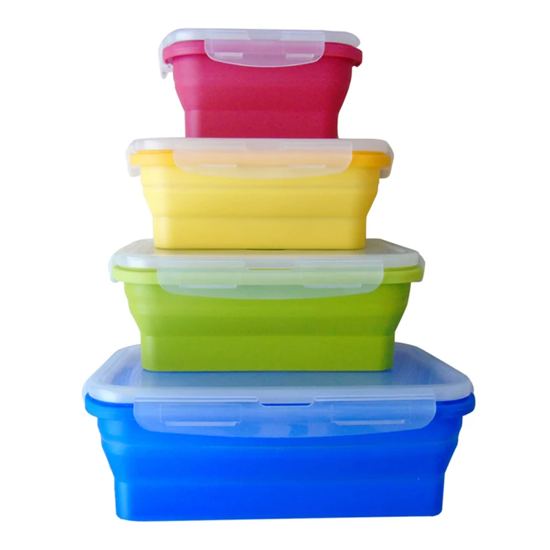 Портативная Складная Силиконовая коробка для ланча обеденные миски с крышкой контейнер для еды Кемпинг столовая посуда кухонные аксессуары и принадлежности для дома