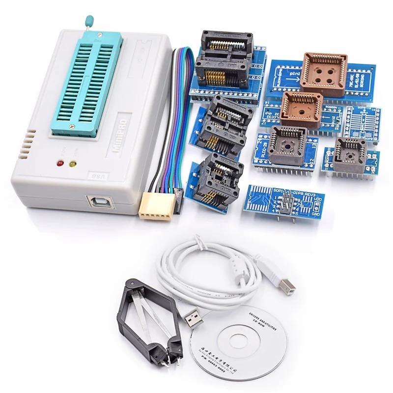 

100% Original 2018 NEW mini pro TL866II PLUS usb programmer +9 items IC Adapters High speed