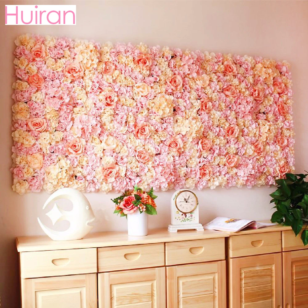 

Huiran 60x40cm Artificial Silk Rose Flower Wall Decoration Wedding Decor Valentine's Day Party Decor Wedding Birthday Supplies