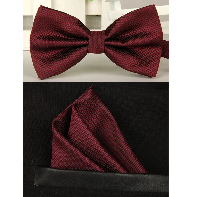 

men solid wine red bowtie set