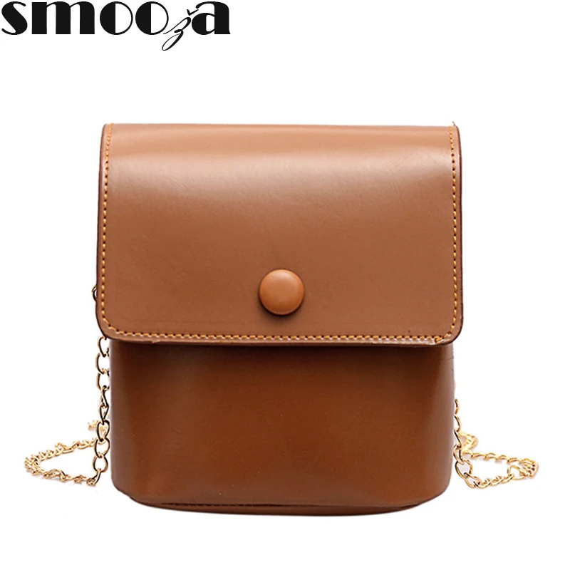 

SMOOZA Simple solid Shoulder PU Leather Bags Women Girls Pure Color Mini Messenger Bag Crossbody Handbags bolsa feminina hot