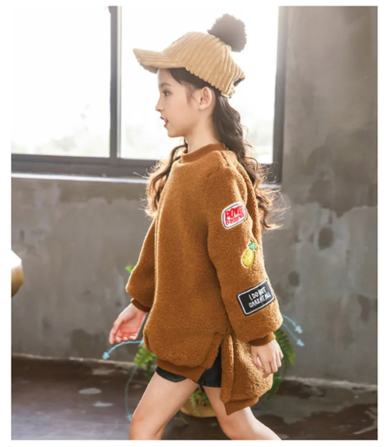 Winter warm thick cashmere sweater for girls jackets round neck jackets for girls coat children clothes (4)