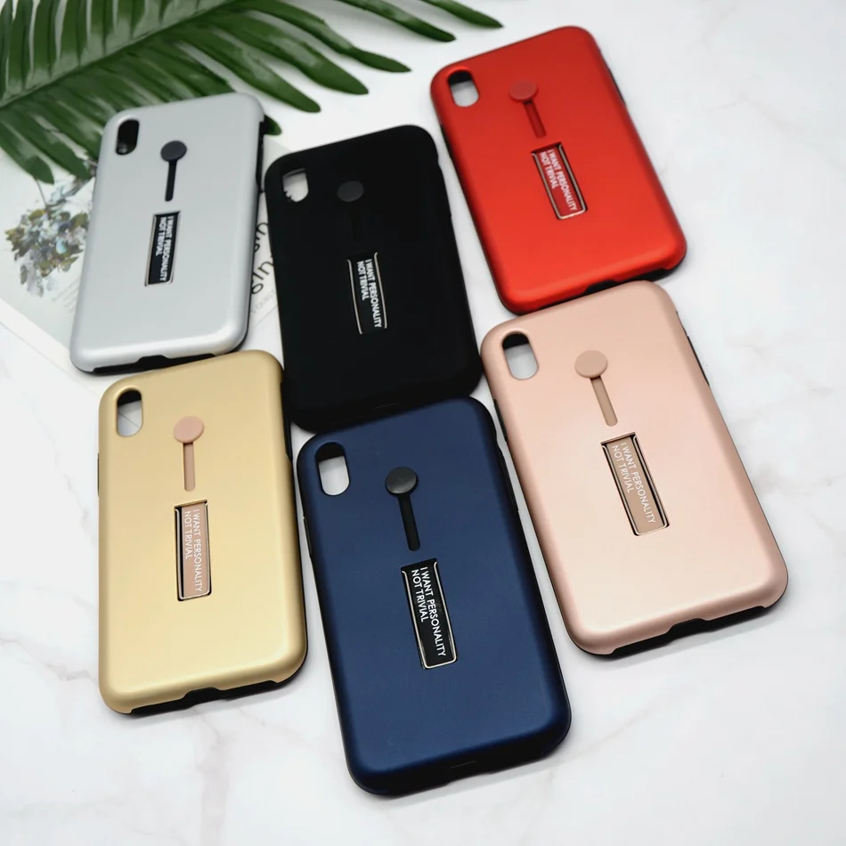 For iPhone 7 Case Finger Loop Strap Phone Case For iPhone X XS Max 6 8 Plus Slim Dual Layer Hybrid Armor Fashion Kickstand Cover