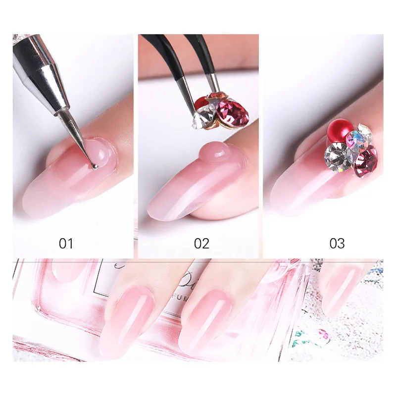 3color 60ml Soak off Poly Gel UV Acryl Gel Quick Building Finger Extension Nail Gel Camouflage UV LED Hard Builder Gel