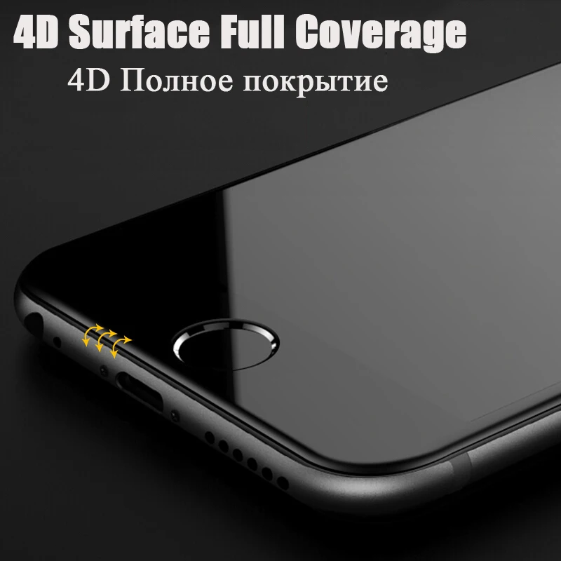 Защитное стекло TOMKAS для iPhone 8 7 4D защита экрана с круглыми изогнутыми краями