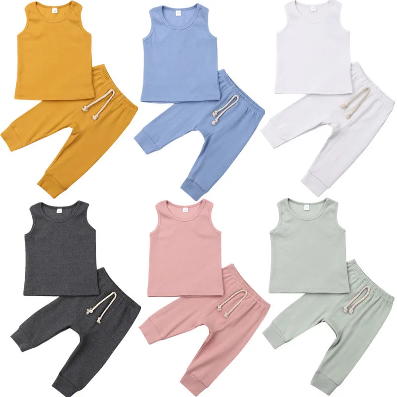 

Summer Outfits Cute Newborn Kids Baby Boys Girls Tops T-shirt Pants Clothes 2PCS Set 0-24M